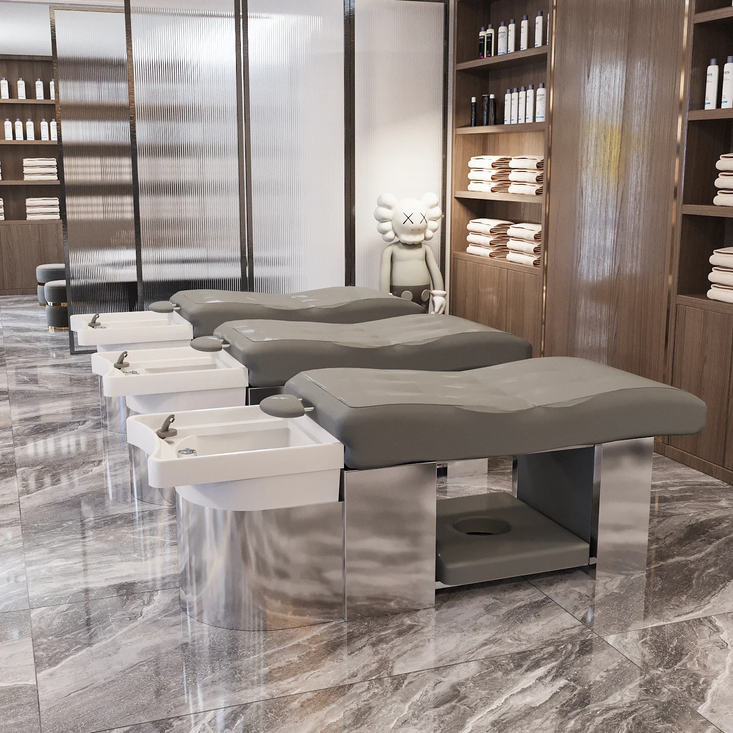 Ceramic basin hair salon hair salon special Thai flat lying massage shampoo bed factory direct sales