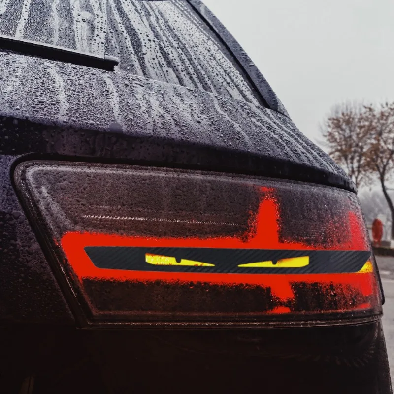 Carbon Fiber Angry Eyes Car Stickers Auto Safety Driving Warning Decoration Vinyl High Mounted Stop Brake Lamp Light Decals