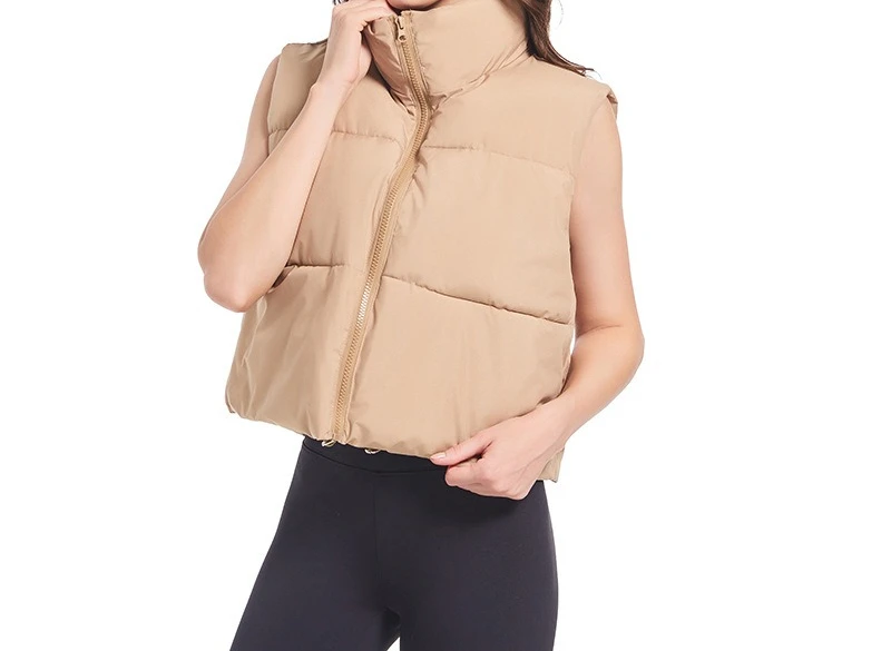 

2025 новый зимний хлопковый жилет, женский свободный модный простой короткий жакет с воротником-стойкой