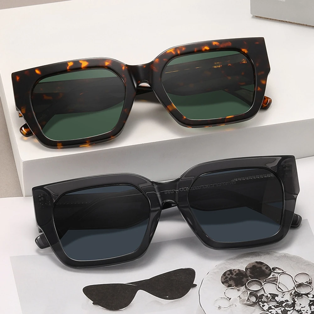 ShinyCoCo Luxus Marke Quadratischen Rahmen Breite Bein Verdickte Blatt Sonnenbrille Für Männer Fahren Sonnenschutz Polarisierte Sonnenbrille