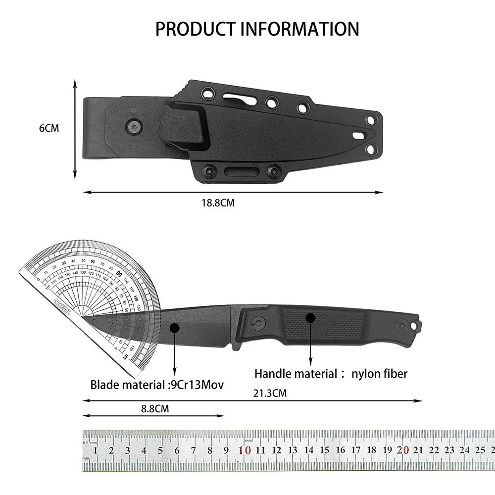 5500 Outdoor Wilderness Climb Fixed Knife Practical EDC Tool Camping Picnic Hiking Bamboo Segmenting Stake Shaving Vine Cutting