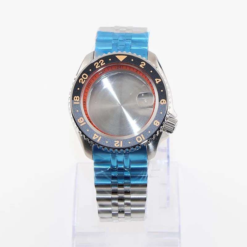 

40mm Case Jubilee Bracelet Stainless Steel Screw Crown Bubble Sapphire Glass NH34 GMT NH35 Arab Bezel Replacement Parts