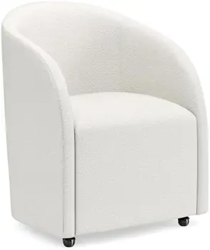 Image Korestone Contemporary Upholstered Home Office Desk Chair with Casters, White lounge chair  multifunctional furniture  chairs