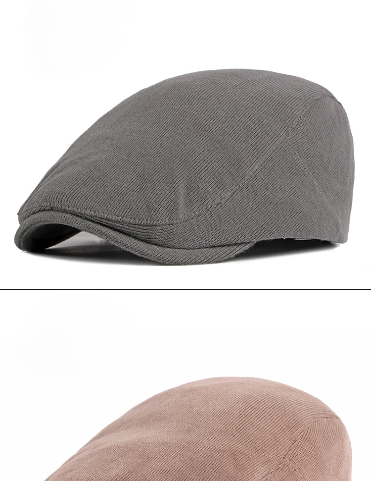 Herren Strick-Ivy-Flatcap, klassische einteilige Newsboy-Mütze, weiche, atmungsaktive, einfarbige Baskenmütze mit verstellbarem Snapback für – Detail 14