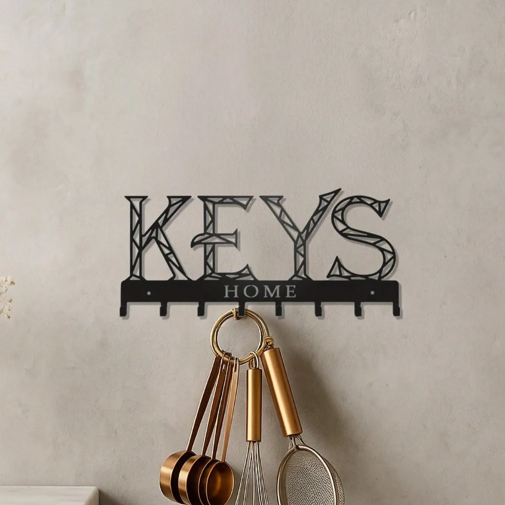 Organizer da parete con gancio per chiavi in metallo nero: portaoggetti da parete elegante e multifunzionale per chiavi, borse, cappelli e ombrelloni |   Spazio