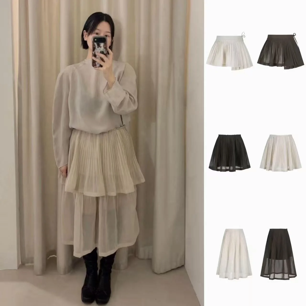 

Модный комплект Ammeto Li Jin Hua: короткая юбка и универсальный топ с длинными рукавами из весенней коллекции для женщин