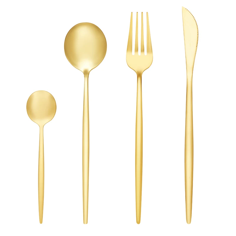 4Pcs Stainless Steel Golden Cutlery Set Black Luxury Dinnerware s Tablewareware Kitchen Fork Spoons Knives