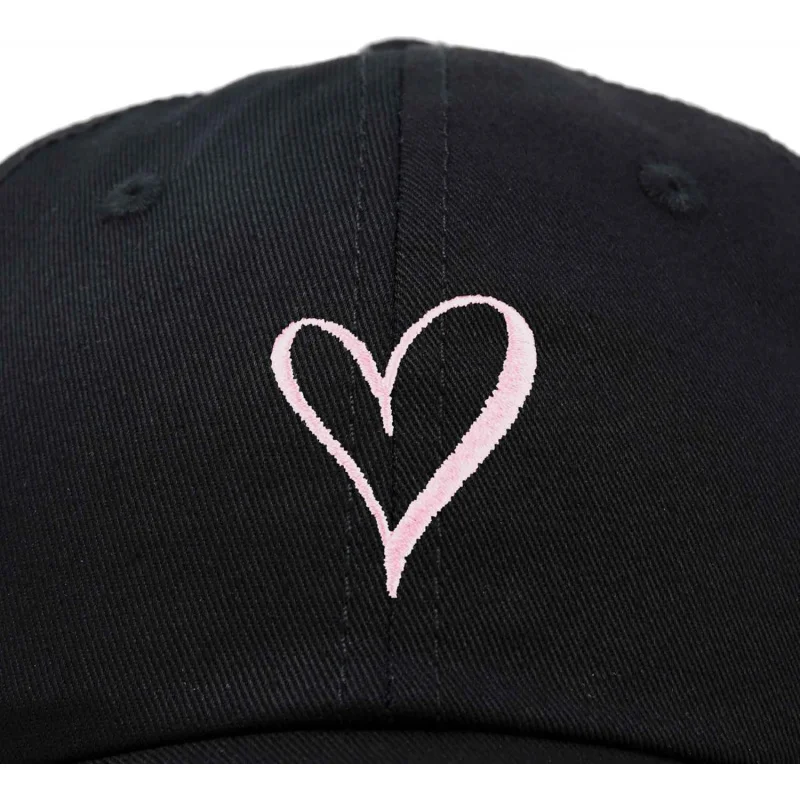 Men's and Women's Sports and Leisure Fashionable Hand drawn Heart Embroidered Baseball Hat Black