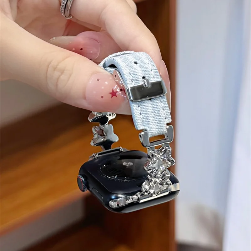 

Fashionable high-end denim star studded compatible iWatch strap 38mm 40mm 41mm 42mm 44mm 45mm 49mm fashionable strap