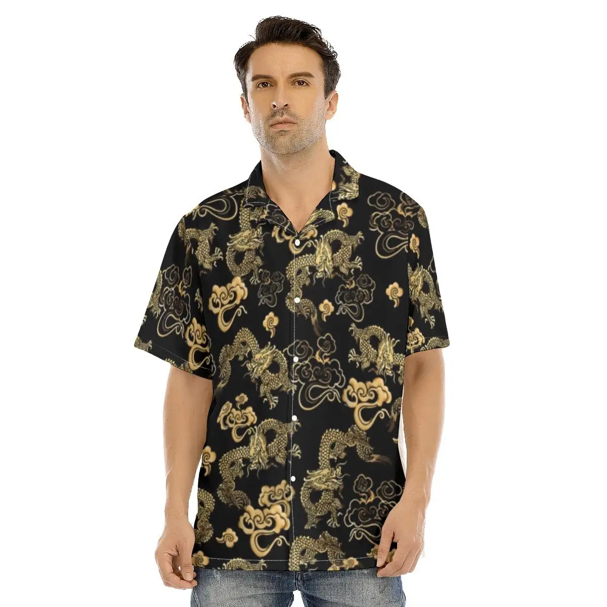

New Men's Hawaiian Shirt Chinese Style Dragons Cool Hawaiian Design Clothing Beach Summer Streetwear Button Up Shirts