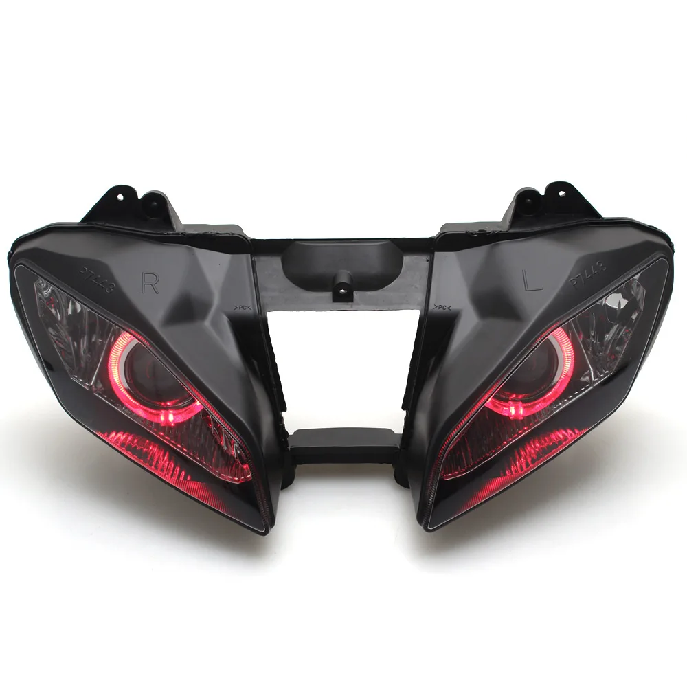 Motorcycle Custom Headlamp Front Headlight Assembly Projector Red Angel Eyes LED Head Light For Yamaha YZF R6 YZF-R6 2006-2007