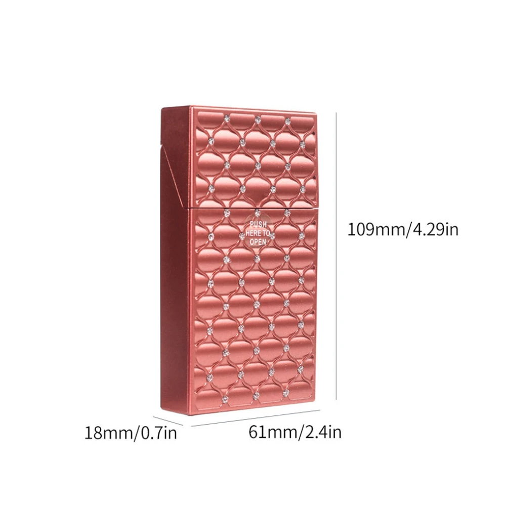 1pcs Ultra Thin Cigarette Case Drop Diamond Hidden Buckle Storage Box Press Open Plastic 20 Slim Cigarette For Men Women