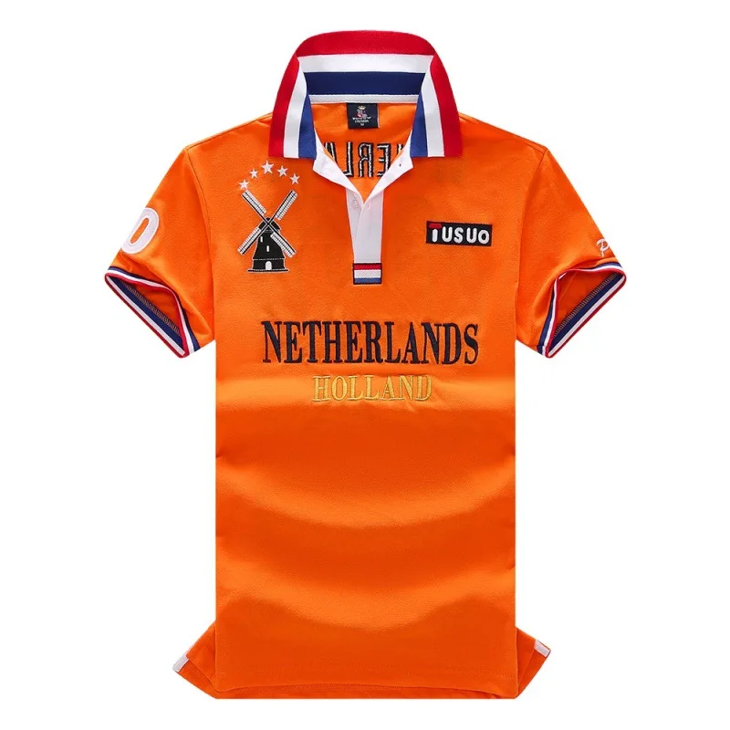 Spring and Summer New Polo Shirt for Men\'s Netherlands Orange Football World Lovest Royal Leisure Sports Cotton Embroidery Tops