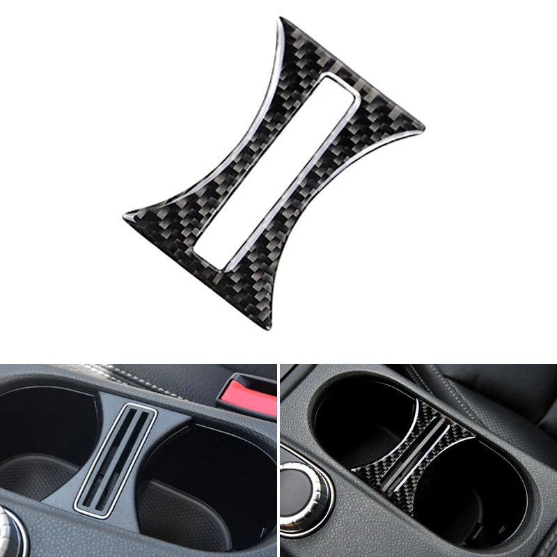 For Mercedes Benz A GLA CLA Class W176 X156 C117 2014 2015 2016 2017 Carbon Fiber Interior Water Cup Holder Decor Cover Trim
