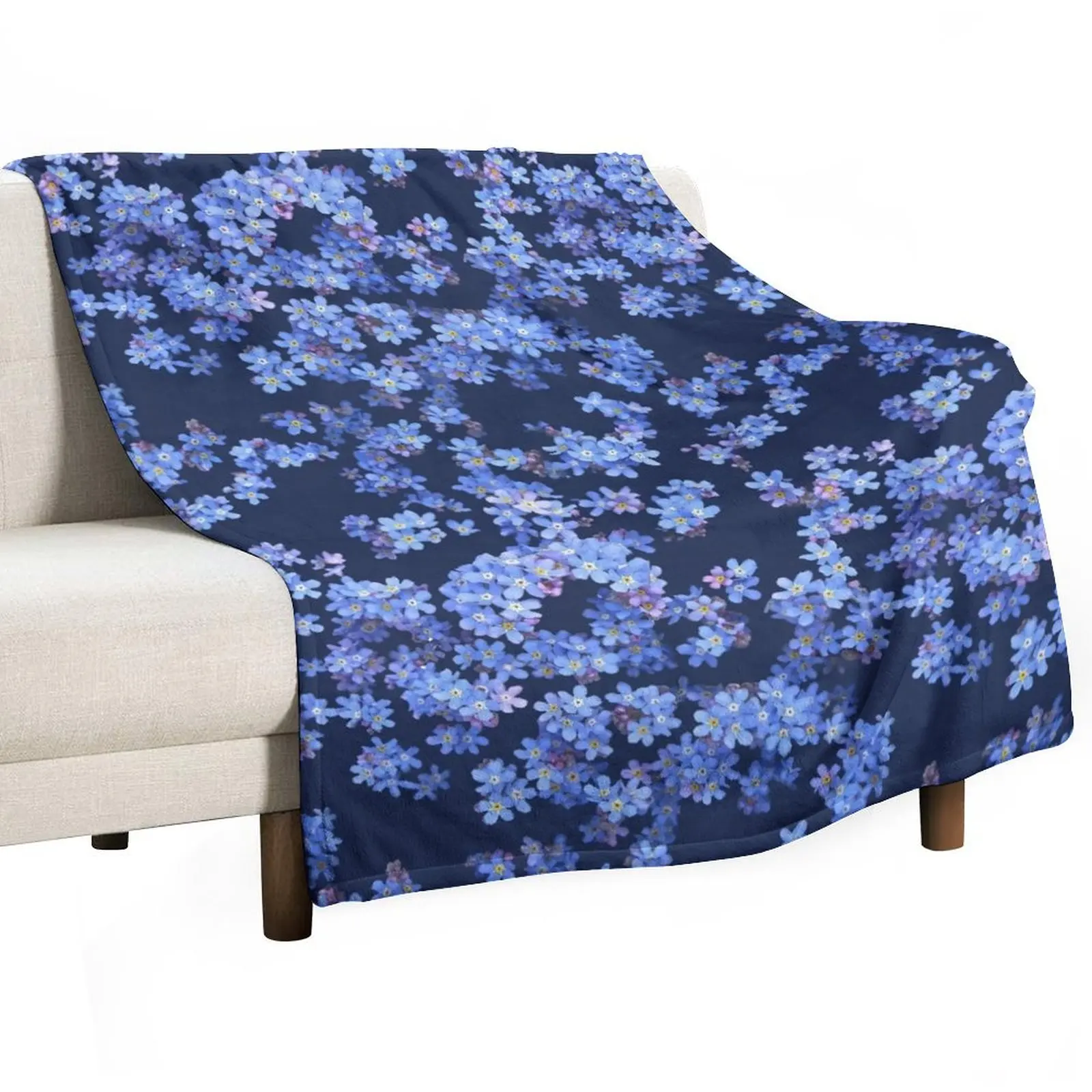 Forget me not, watercolour flowers on dark background Throw Blanket for babies Beautifuls Heavy Furrys Blankets