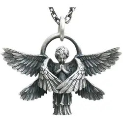 Classic Angel Pendant Necklace Handmade Seraph Prayer Pendant Long Chain Necklace Men Women Jewelry Anniversary Gift