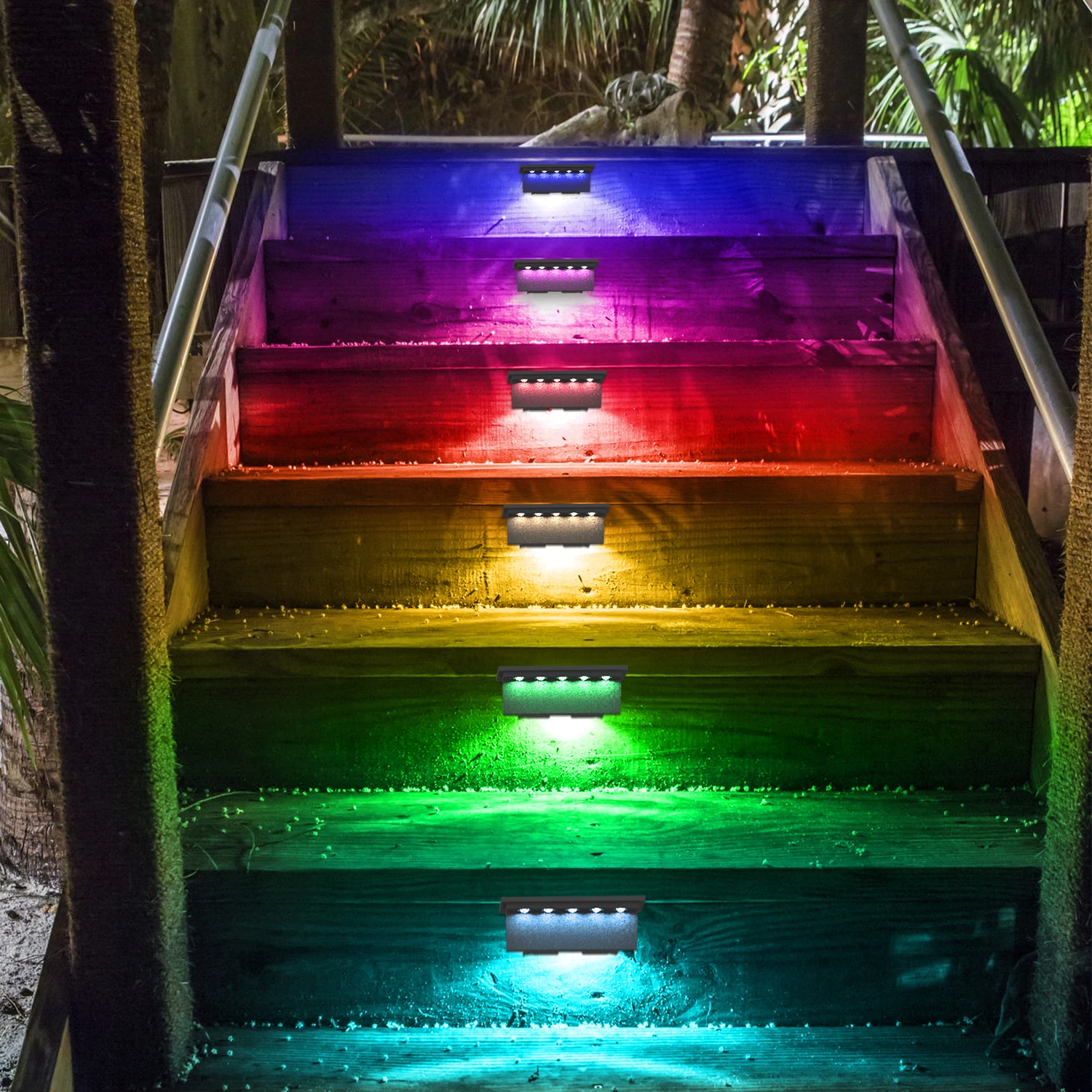 Solar Deck Lichter Außentreppen Zaun Hof Terrasse Schritt Lampe wasserdicht LED RGB Garten Terrasse Leitplanke Weg Solar Licht