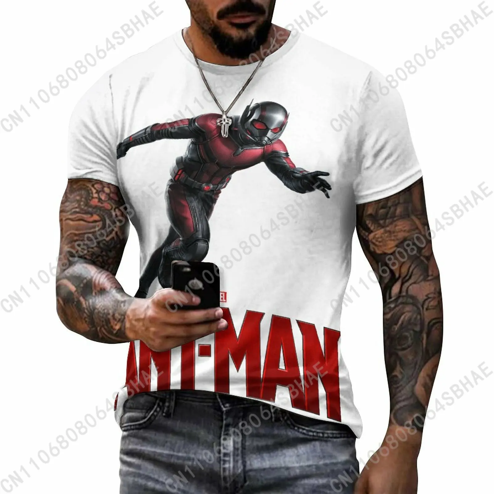 

Marvel Ant Man Custom Pattern Men's Cotton T-Shirt Short Sleeve Tee Men Tops Personalized Tshirt Summer Cosplay