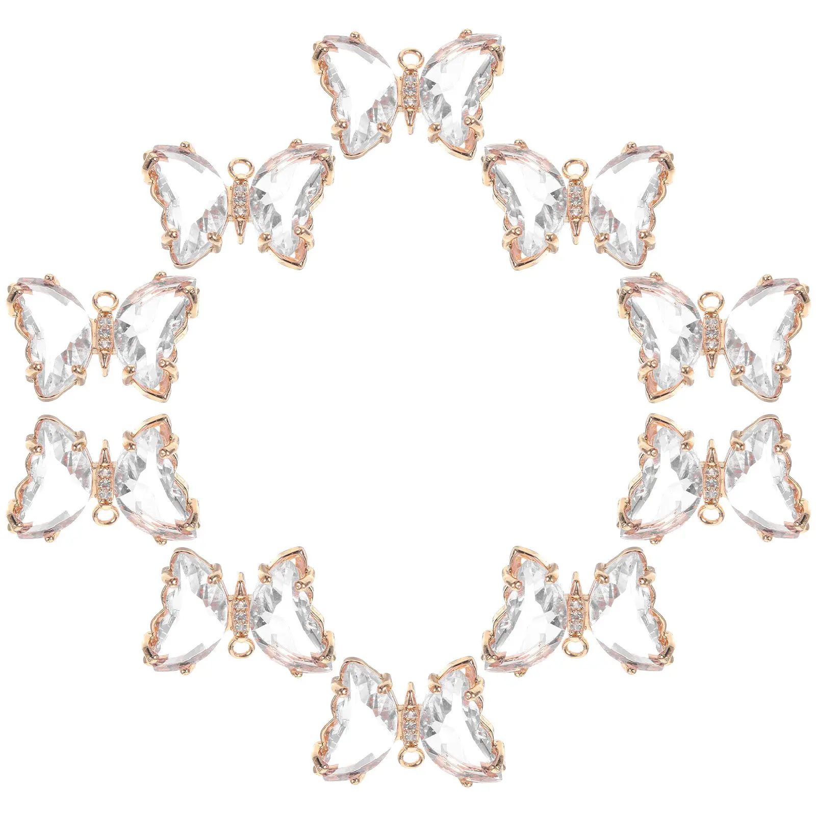 

10Pcs Crystal Butterfly Pendants High Quality Alloy Shiny Surface Perfect for DIY Hanging Ornament Craft Projects Party