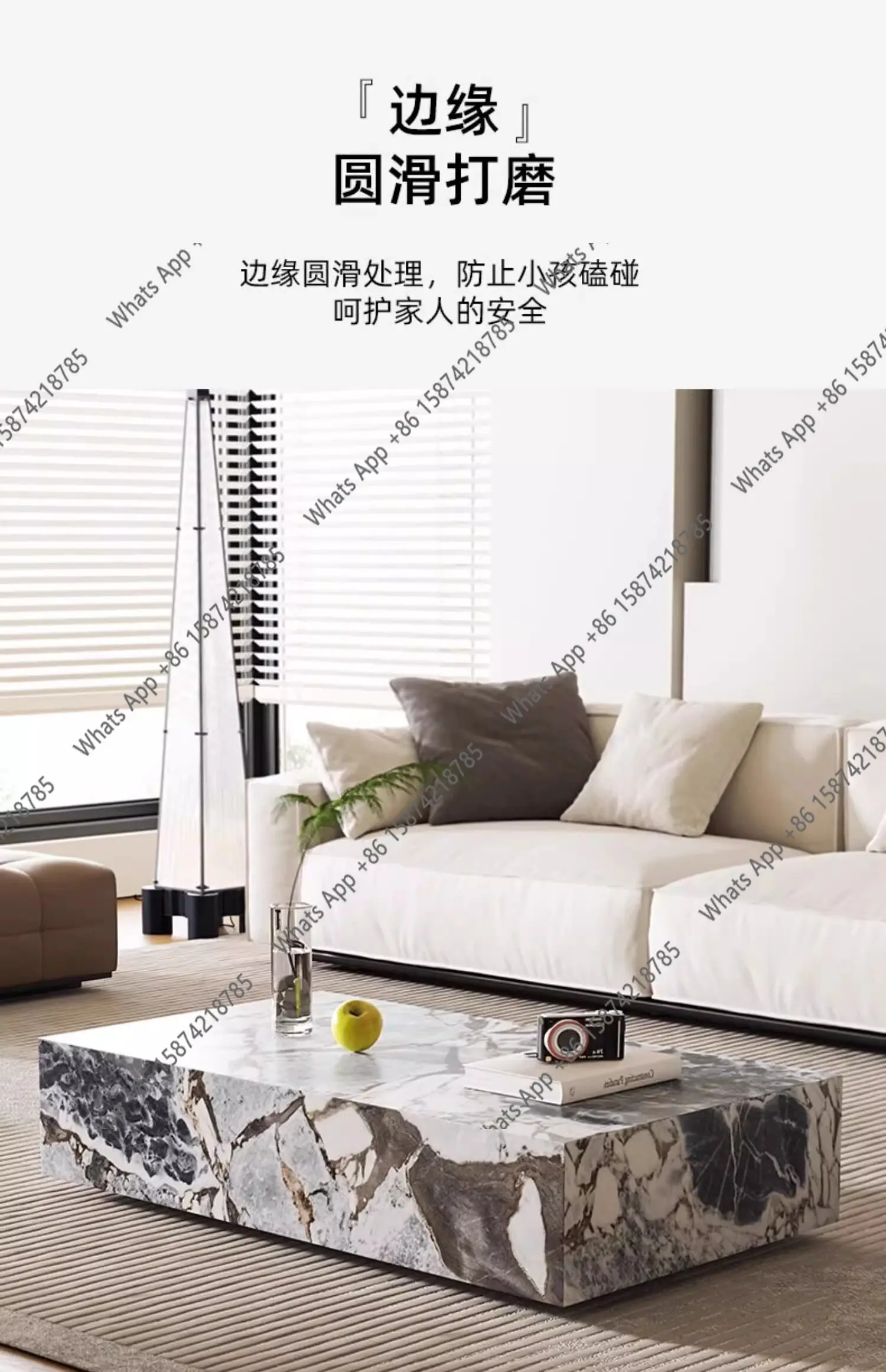 Marble coffee table simple modern minimalist style rectangular floating coffee table living room for home use