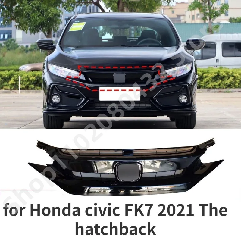 

Сменный передний автоматический радиатор для хэтчбека для Honda Civic FK7 2021, решетка для гриля, внешняя часть, верхняя и нижняя решетки