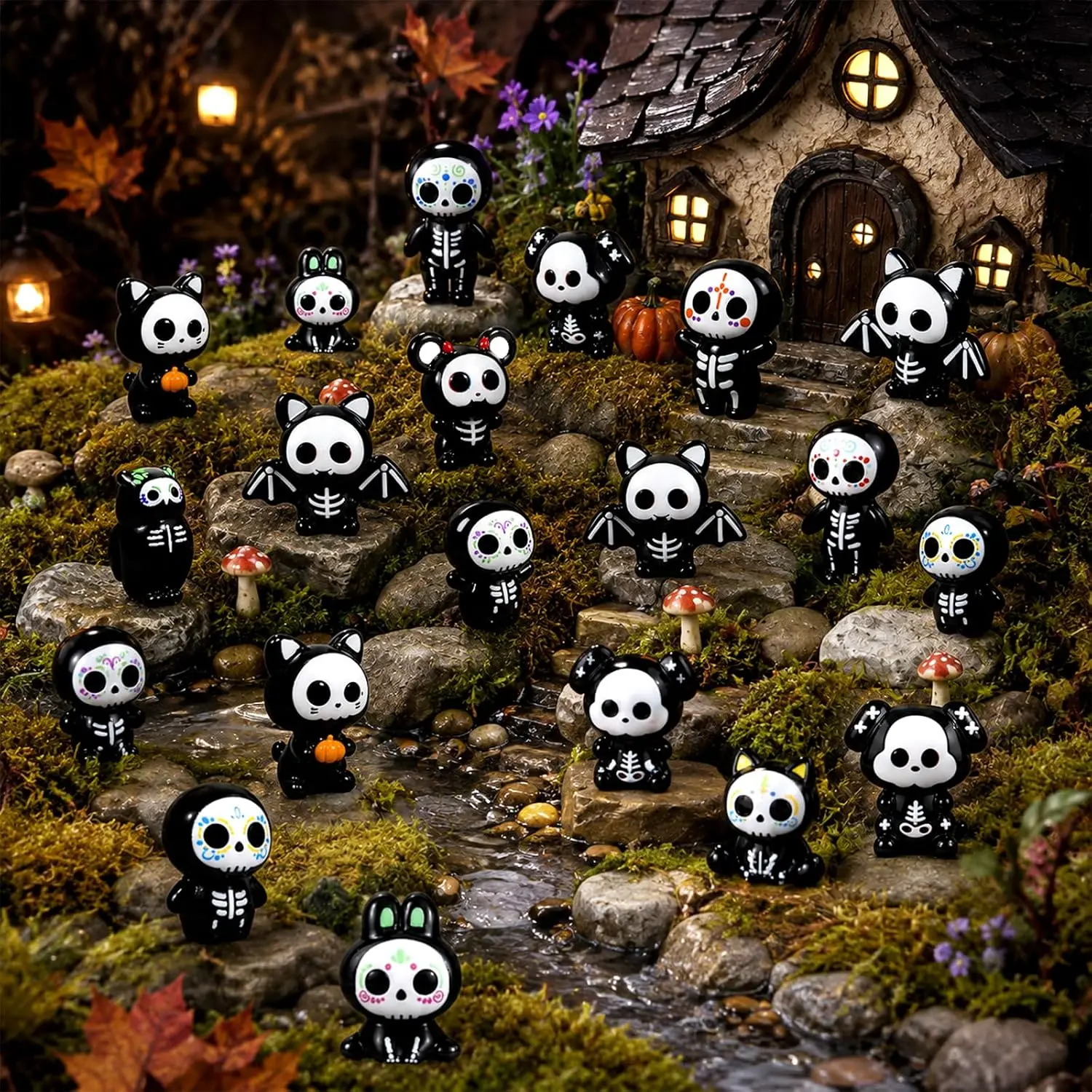 16 Stück Halloween Mini Harzfiguren, winzige Bastelarbeiten, Puppenhausdekoration, Partygeschenke, Beutelfüller, Scrapbook, Mikrogarten-Dekoration – Detail 6