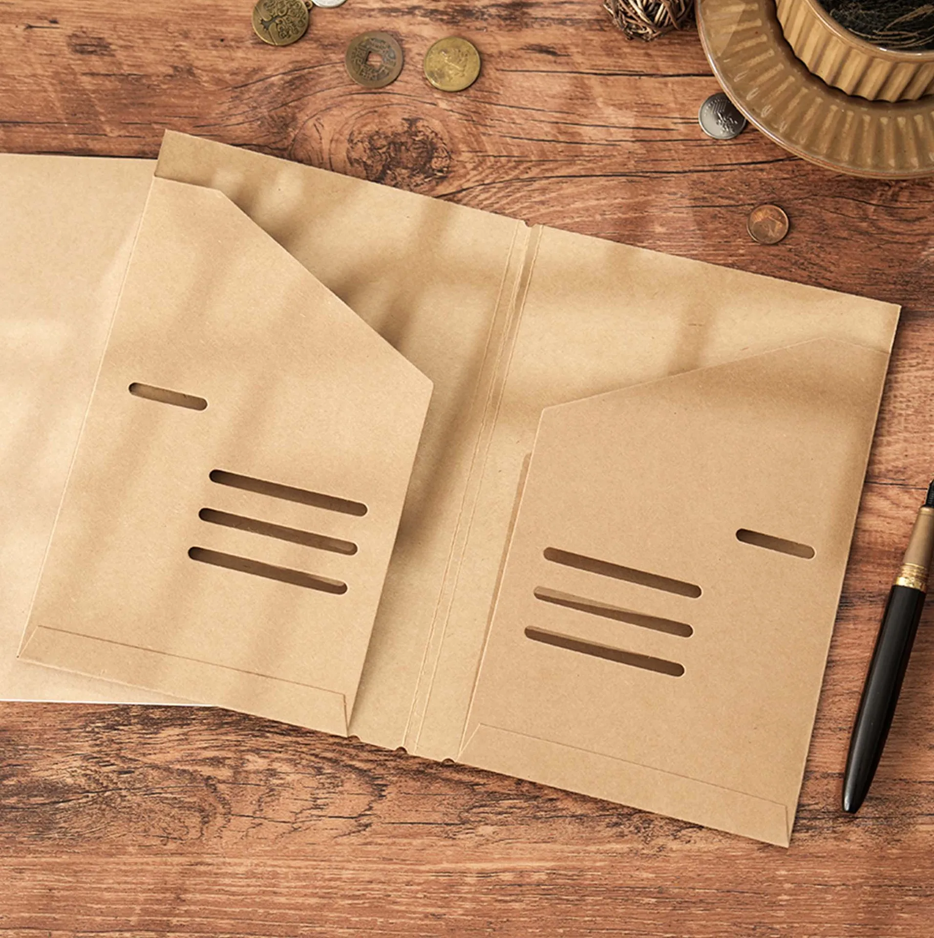 3pcs/lot Traveler Notebook Kraft Paper Folder A5 Standard Portable Passport Business Card Receipt Storage Envelope