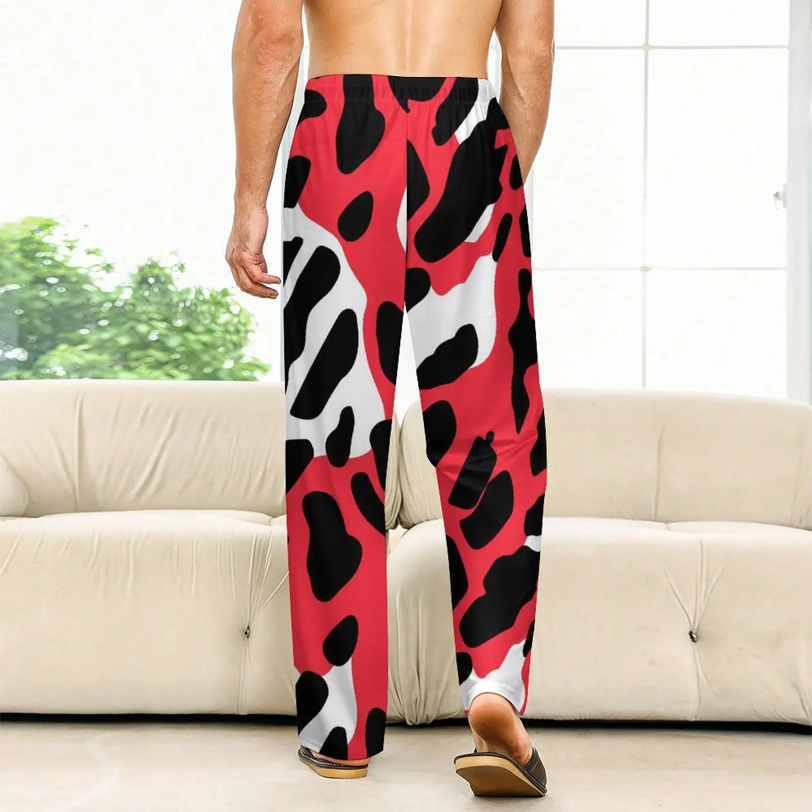 Leopard Print Fabric Cute Pajama Pants Mens Womens Lounge Pants Super Soft Unisex Sleep Pajama Bottoms with Pockets Drawstring