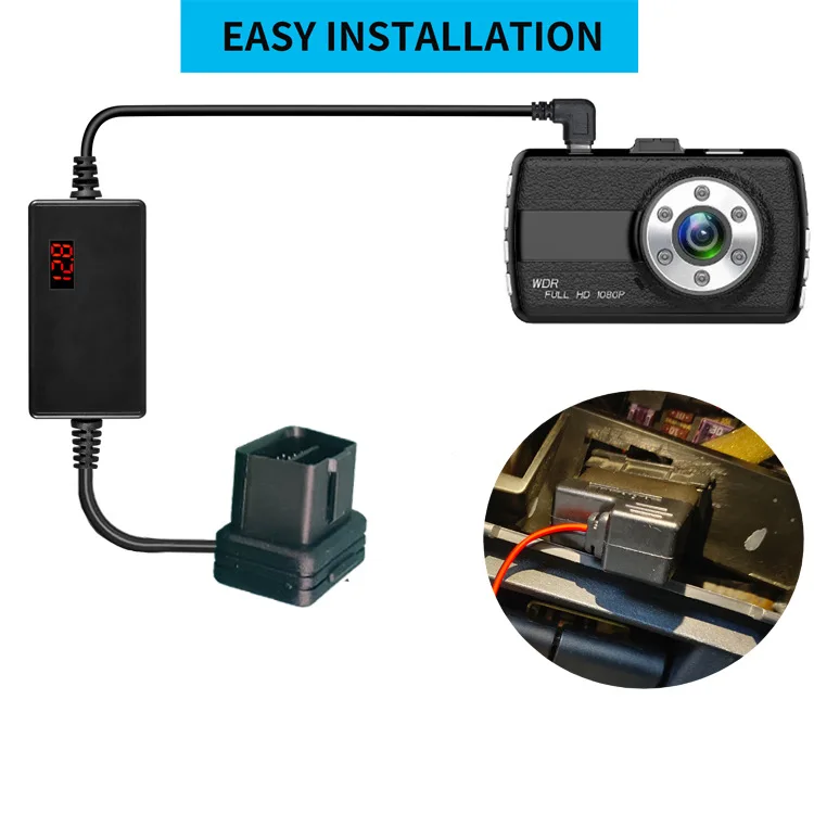 Dash Cam OBD Hardwire Kit Power Cable Type USB C Port/Micro USB Plug Port for Dash Camera