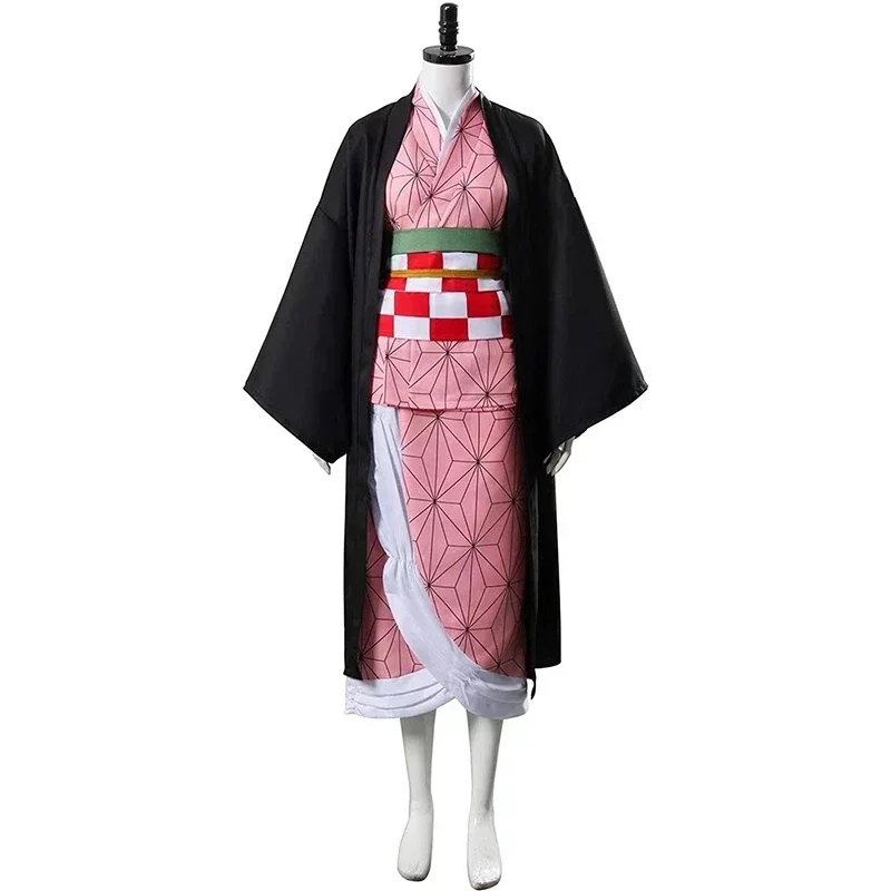 Anime Cosplay Costume Demon Killer nezuko cosplay costume pink kimono set bamboo stickers teeth nails costume woman anime clothe