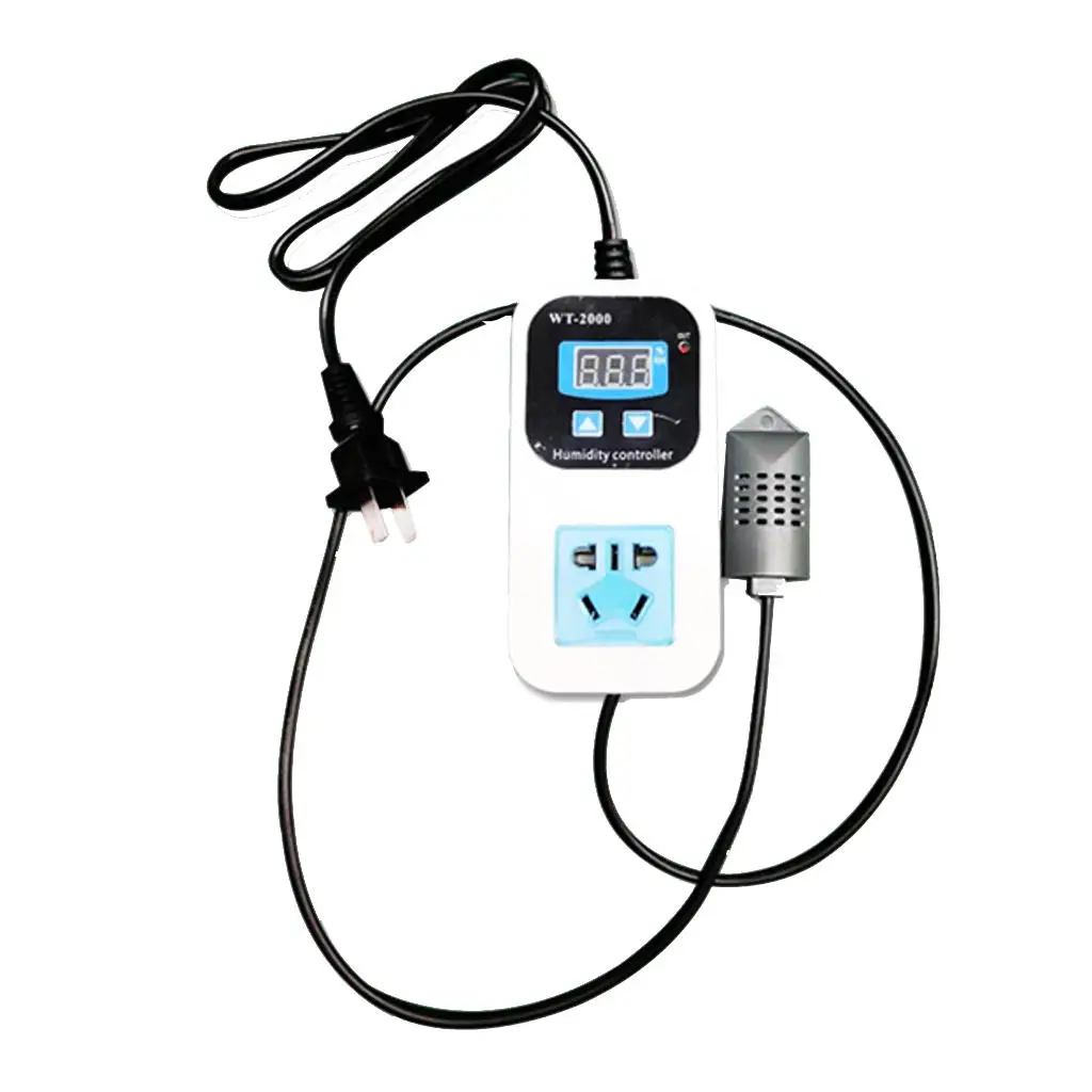 Digital Moisture Control Humidistat Socket Automatic Hygrostat Regulator with Temperature Function for Greenhouse Home