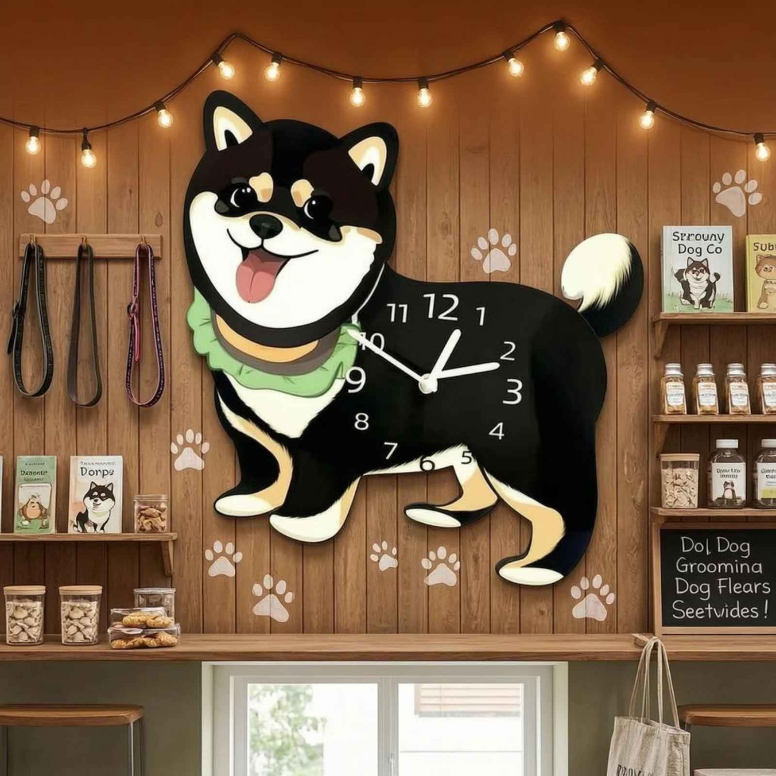 Shiba Inu Clock Cute Decorative Dog Clock Home Decor Easy to Read Accurate Timing for Pet Shop