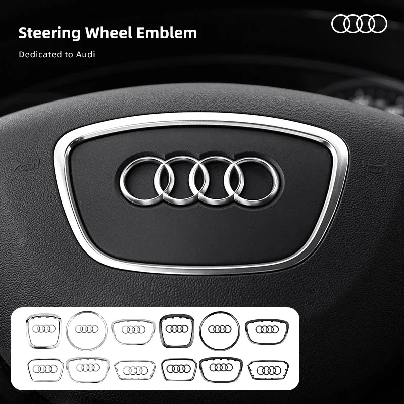عجلة توجيه سيارة ملصق لأودي A6L A3 A4 A5 A6 A7 A8 Q3 Q5 Q7 Q8 TT S5 S7 S8 RS7 RS6 شعار استبدالها اكسسوارات السيارات