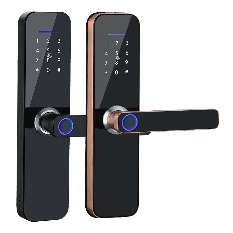 Cheap Smart Door Lock With TT Lock APP / Tuya APP Remote Control Fingerprint Door lock With WIFI And Time Records