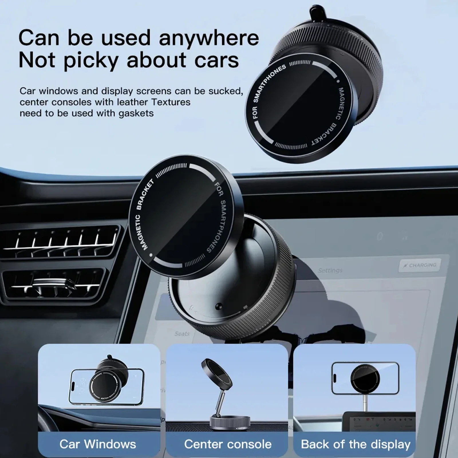 

UYUXIO Strong Suction Cup Phone Mount Holders 96LBS Vacuum Magnetic Car Phone Holder for Your Car 360° Adjustable for iPhone