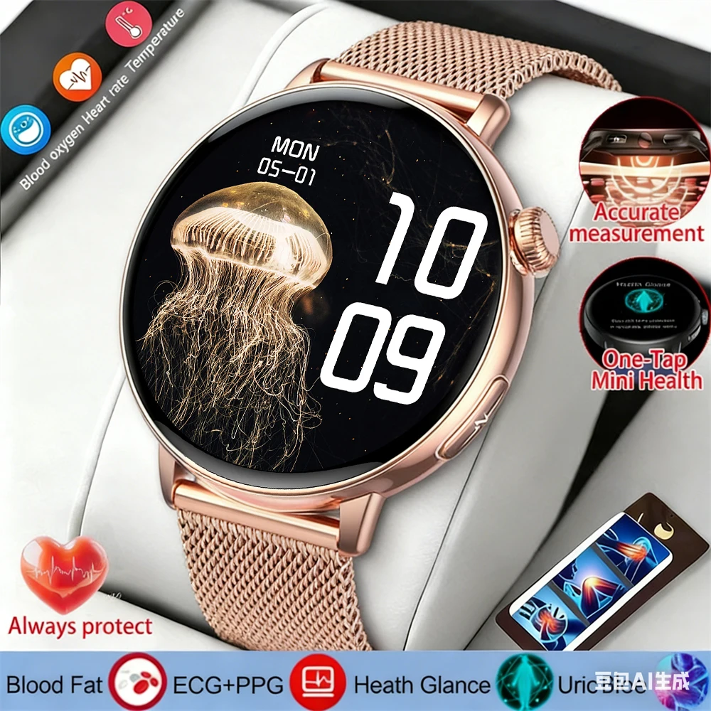 Nursing Grade Health Smart Watch Woman AMOLED HD Screen IP68Waterproof Blood Pressure BT Call Smartwatch For Women Fashion Watch