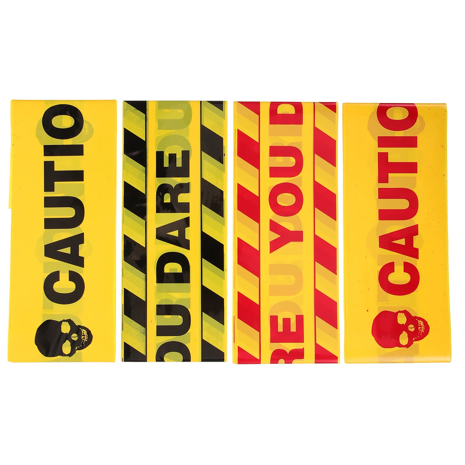 

4 Pcs Halloween Party Haunted House Tape Scary Caution Cordon Isolation The Sign Beware Warning Decor