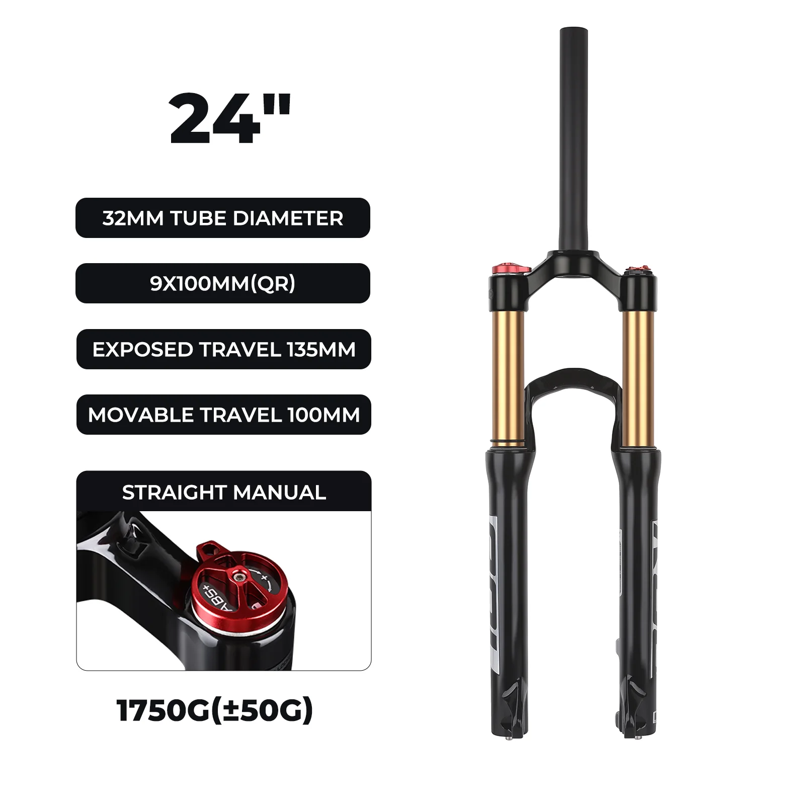 BOLANY Verende Vork Mountainbike 20/24 Inch Schijfrem Rechte Buis Veerweg 100/135mm Fietsaccessoires - afbeelding 1