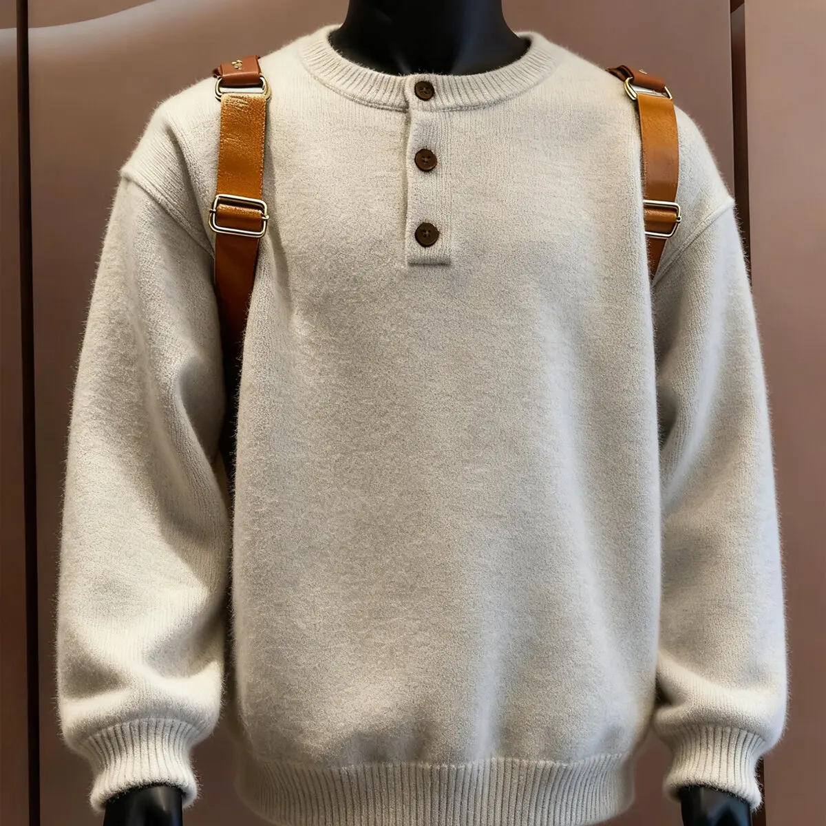 

Мужской трикотажный свитер в американском ретро-стиле с воротником Хенри, осенне-зимний, для повседневной носки, базовый слой, из пряжи, с длинным рукавом