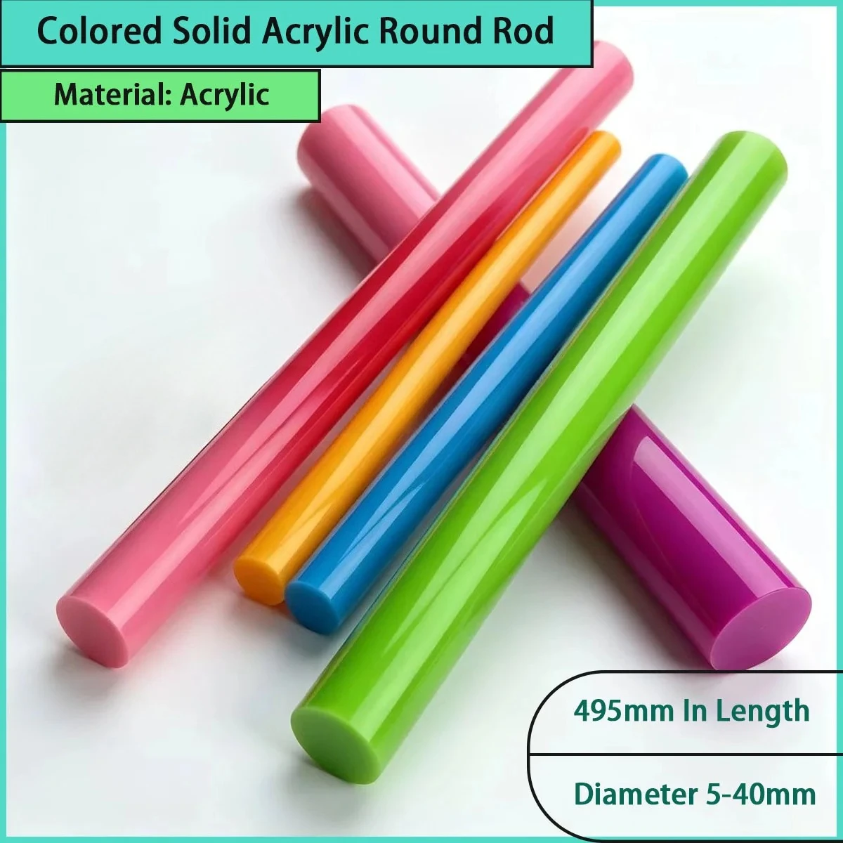 5-40mm diameter colored solid acrylic round rod used for decorative ornaments, cultural and creative handicrafts, etc