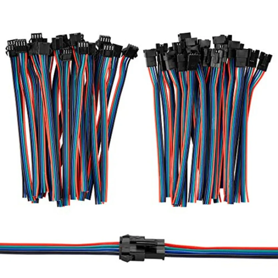 SM, 20 Pairs LED Strip Connector, Micro JST Male and Female Connector Adapter Plug, JST Connector Kit Terminal with 15CM 20AWG