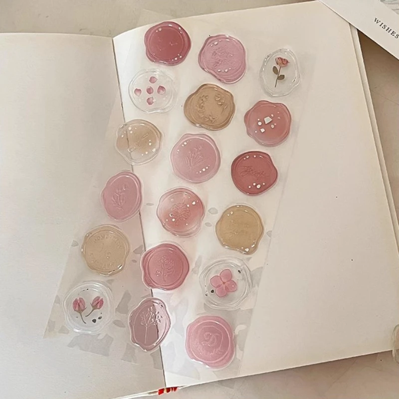 

18pcs/set Wax Seal Stamp Stickers DIY Scrapbooking Journal Planner Decor Cute Korean Stationery 18pcs Envelope Sealing Tags