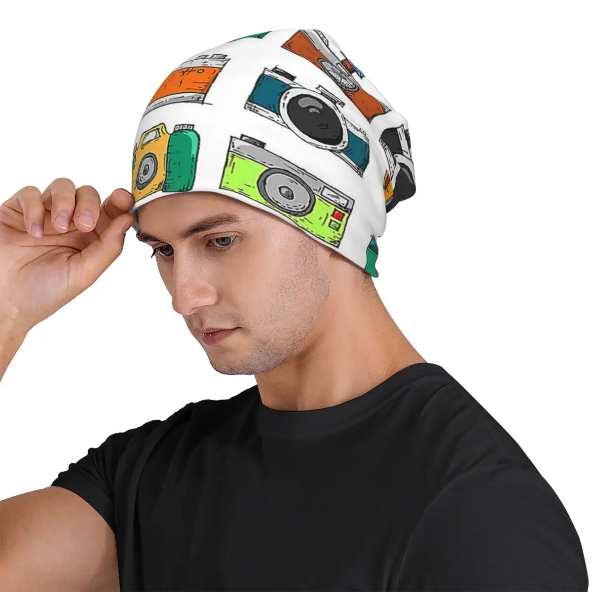 Retro Camera Unisex Adult Beanies Caps Knitted Bonnet Hat Warm Fashion Autumn Winter Outdoor Skullies Hats