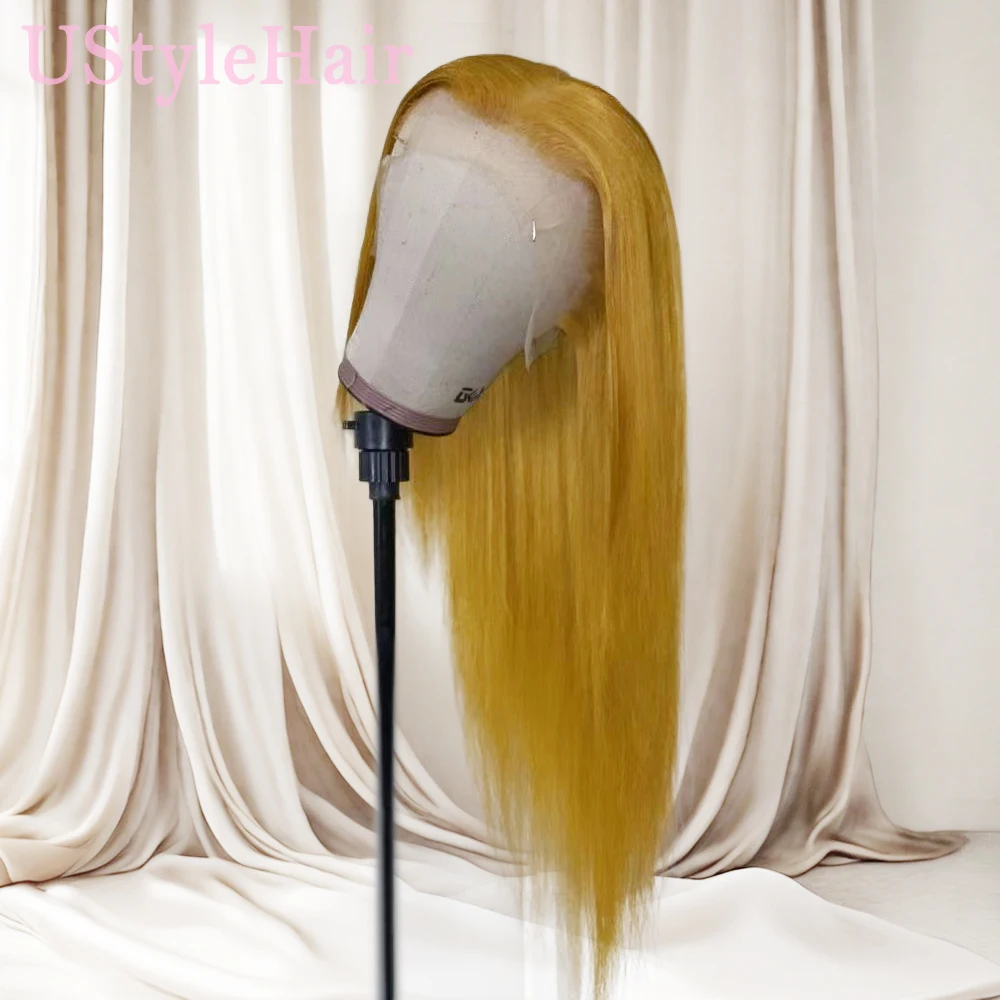 

UStyleHair Yellow Long Silky Straight Wig Natural Hairline Lace Front Wig for Women Heat Resistant Synthetic Hair Daily Use