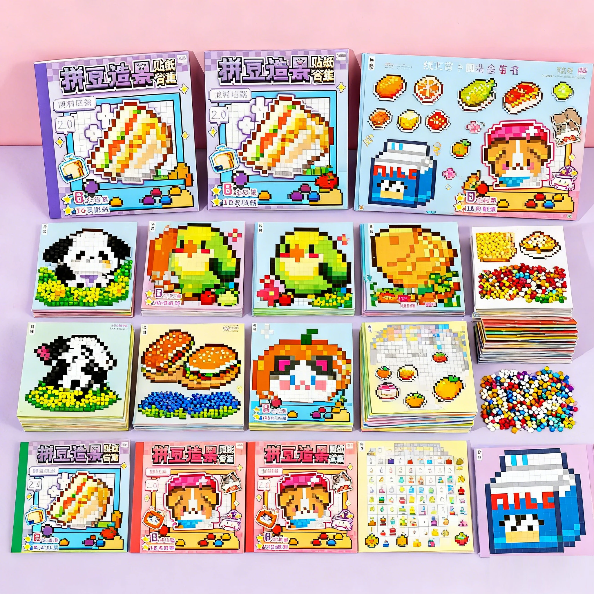 24PCS Pixel Story 2.0 Perler Bead Scene Stickers DIY Scrapbooking for Journal Dairy Album Decor Handbook Collage Craft Sticker