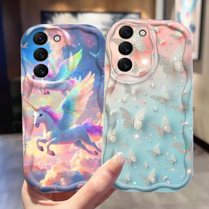 

Color Butterfly Horse Popular For Samsung S25 S24 S23 S22 S21 S20 A04 A05s A05 A06 Ultra Plus FE 5G Wave Oil Phone Case