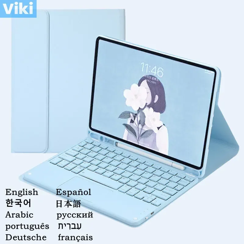

Беспроводная волшебная клавиатура для Apple iPad 10, чехол 10-го поколения 10, 9, 10,9 дюймов, 2022, русская, испанская, корейская, французская клавиатура, мышь