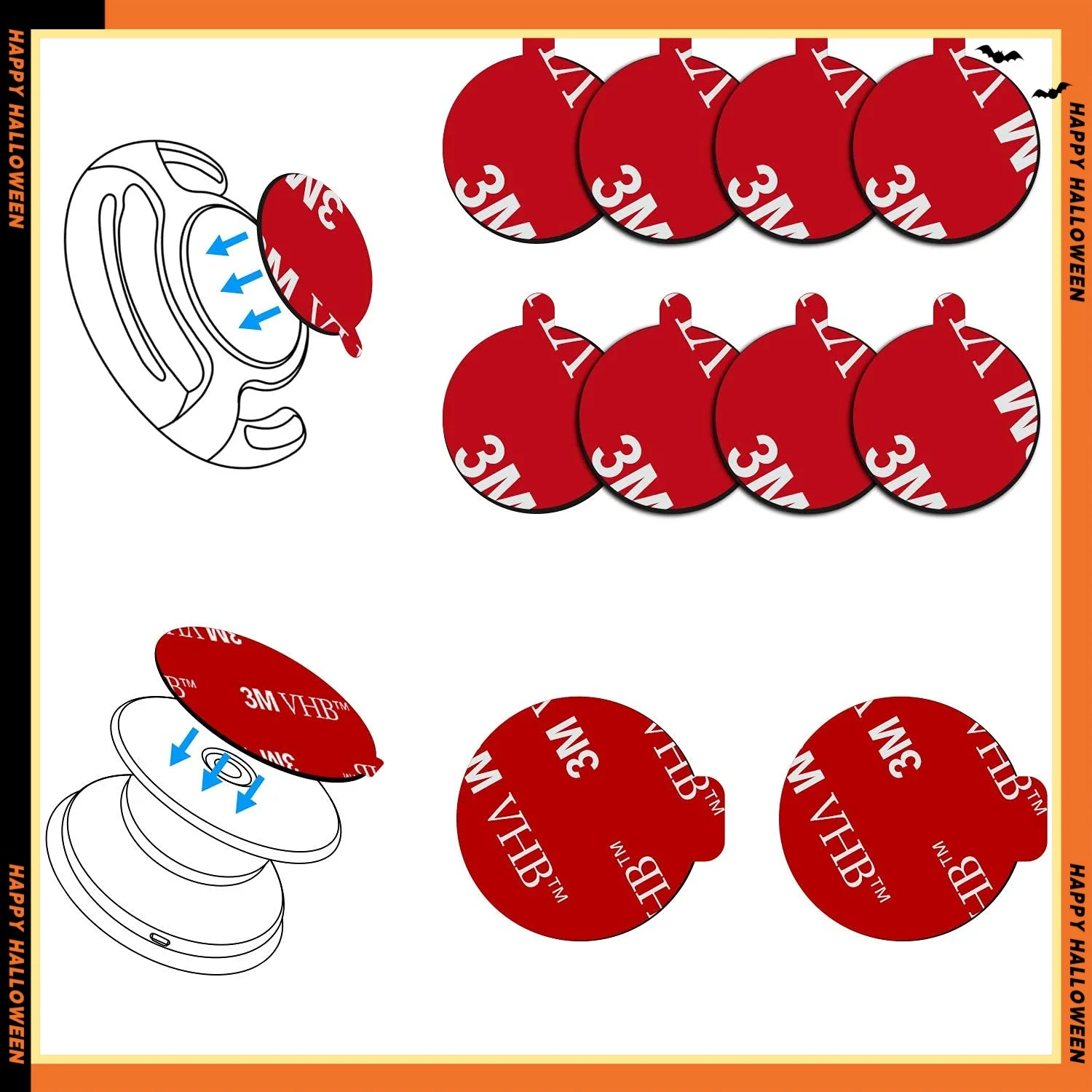 VHB Sticky Pads for Socket Mount | Magnetic Phone Holder Adhesive | Double Sided Tape for Grip & Stand