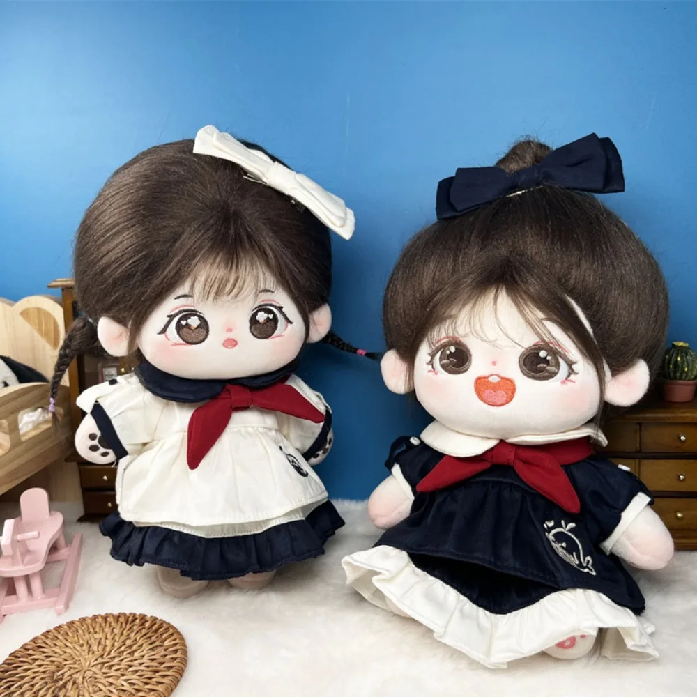 1 zestaw Opaska do włosów z kokardą 20cm Bawełniane ubranka dla lalek Strój mundurka szkolnego Sukienka dla lalki z bawełny Wzór wieloryba Mini pluszowe ubranka dla lalek