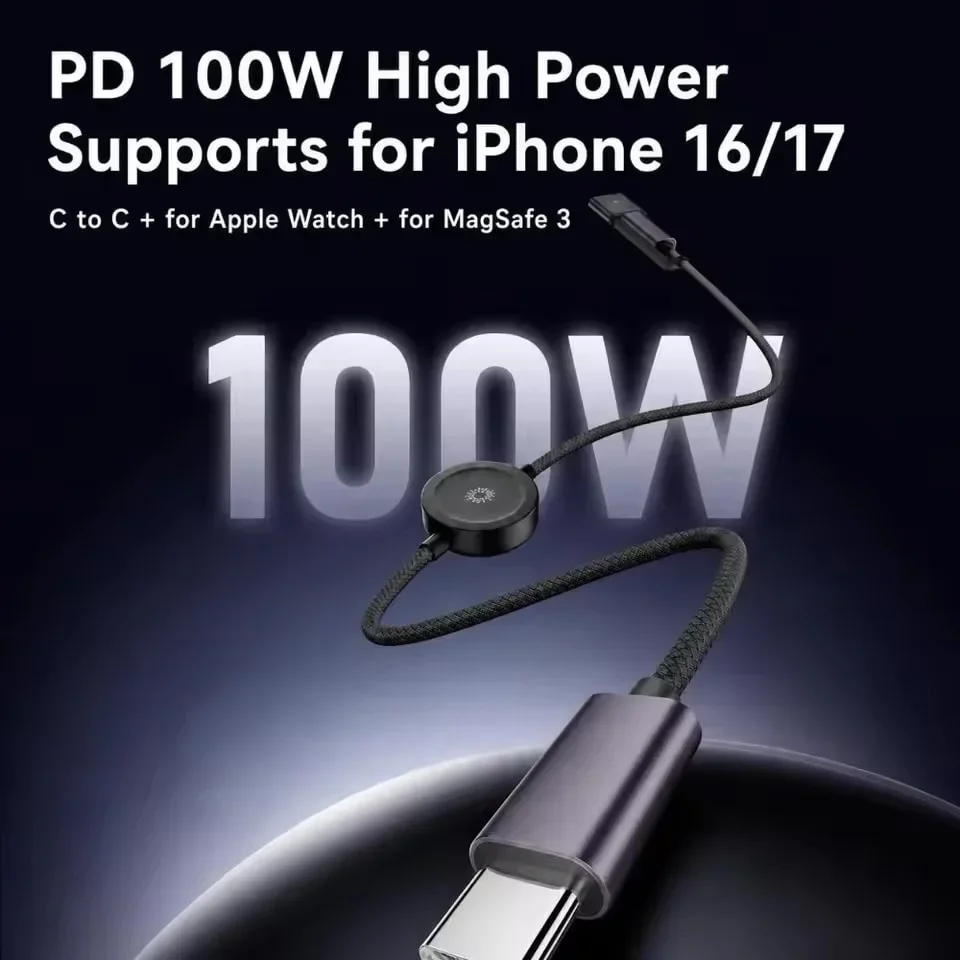 USB Type-C 3 in 1 Data Cable for Magsafe 3 PD 100W Charging Cable 480Mbps 150cm Data Cord for Apple Watch/MacBook/iPhone